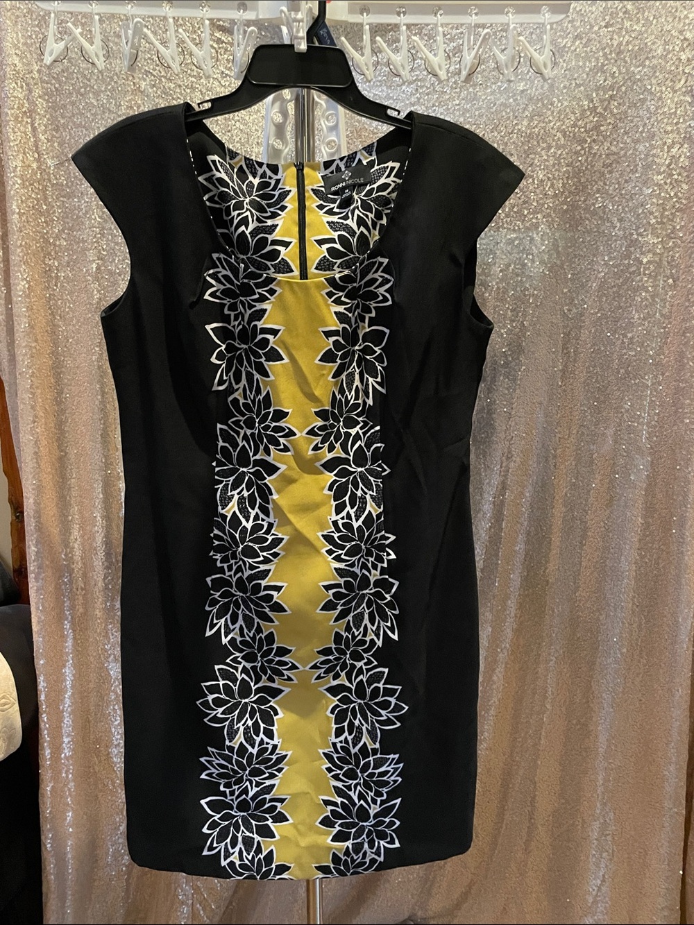 Ronni Nicole Black Dress with Yellow Floral Accent